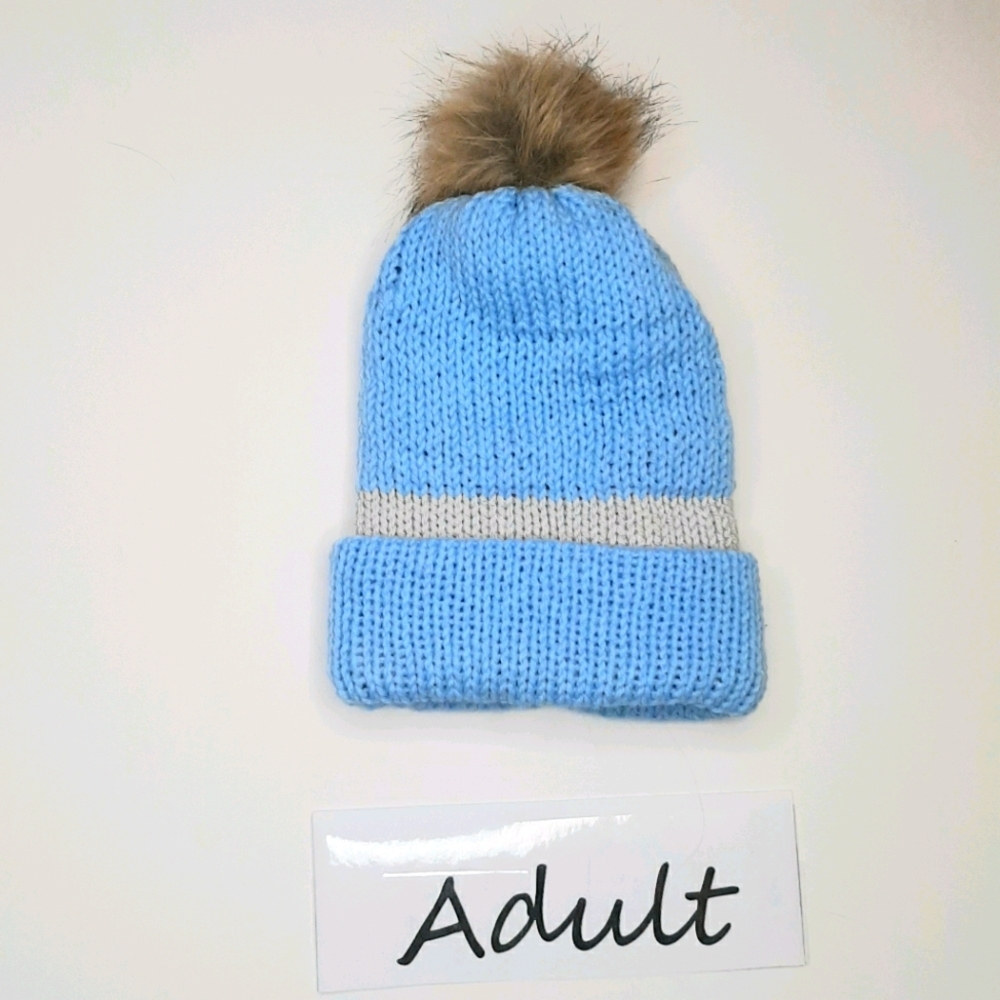 Ladies sky blue double knit hat